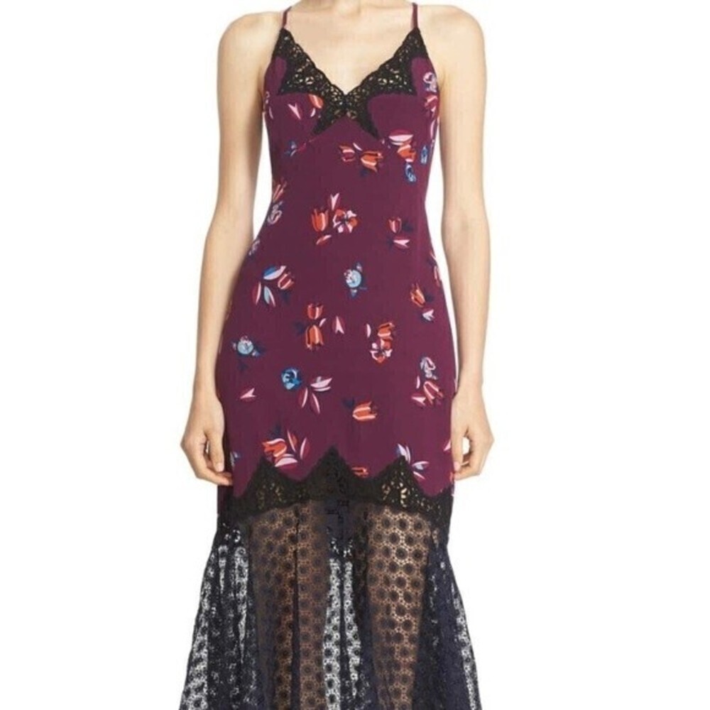 Rebecca Taylor Womens Dress Purple Slip V-Neck